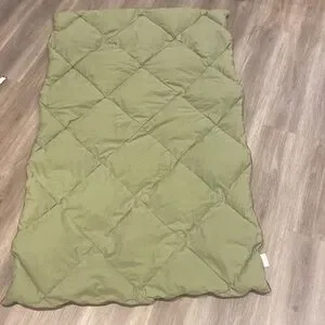 Restoration Hardware Lap Blanket Reversible Down Feather Filled Green Brown